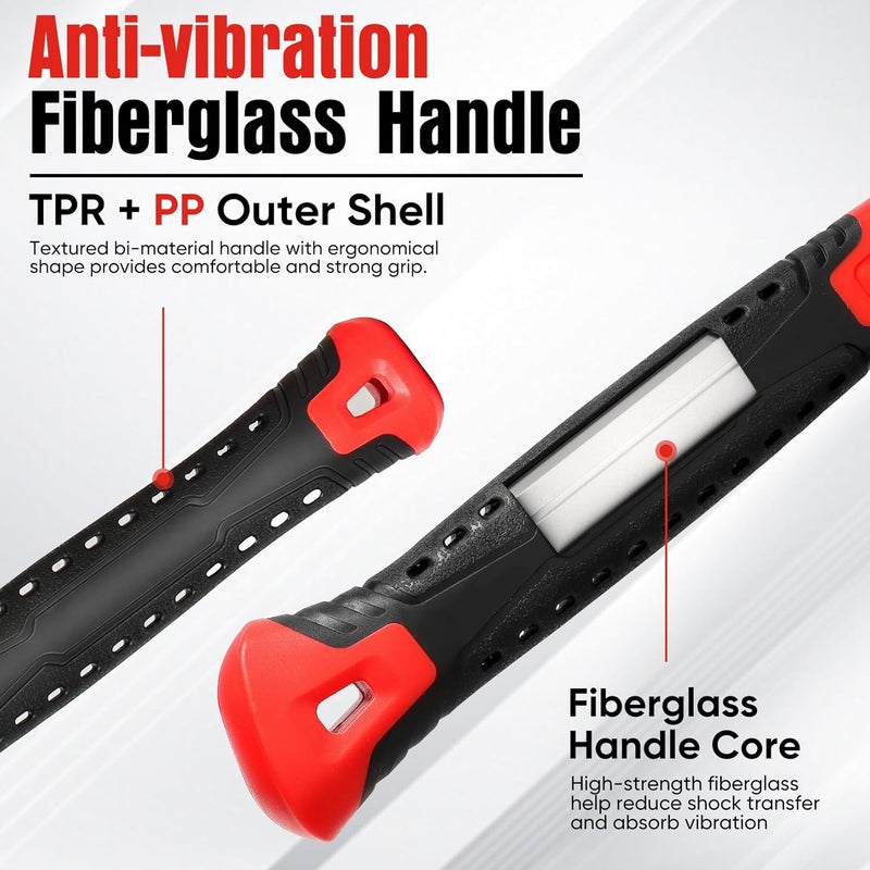 SHALL 2-Piece Rubber Mallet Hammer Set, 16oz Rubber Hammer Mallet & 40mm Double-Faced Soft Mallet, Shockproof Fiberglass Handle with Cushion Grip, Damage-Free to Flooring, Tile, Crafts and Wood Work - Image 5